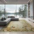 thumbnail image 2 of ODIKA 8'x10' Washable Area Rug Durable, Non-Slip Long Sage Vintage Bird Wildflower Scroll Border Bathroom Extra for Living Room, Under Sectional, Family, 2 of 7