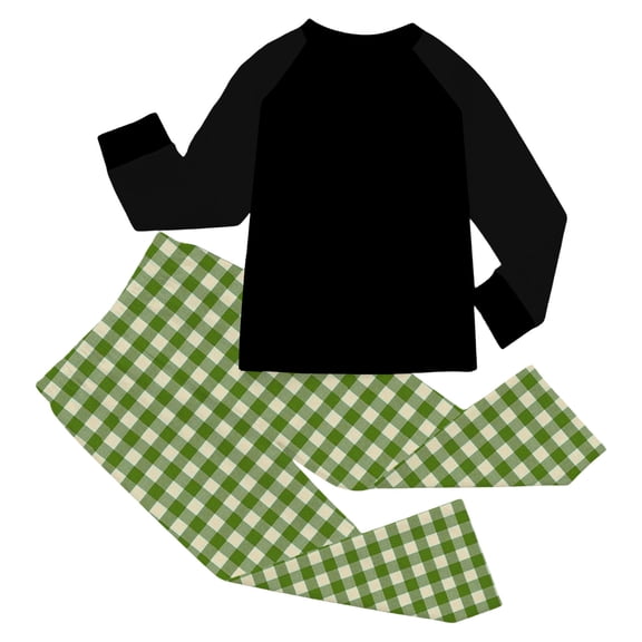 QTSHPN Boys Clothes Sets Festive Plaid Christmas Two Piece Holiday Family Photo Matching Outfits Cozy Party Wear Toddler Kid Dress Pajamas for Boys