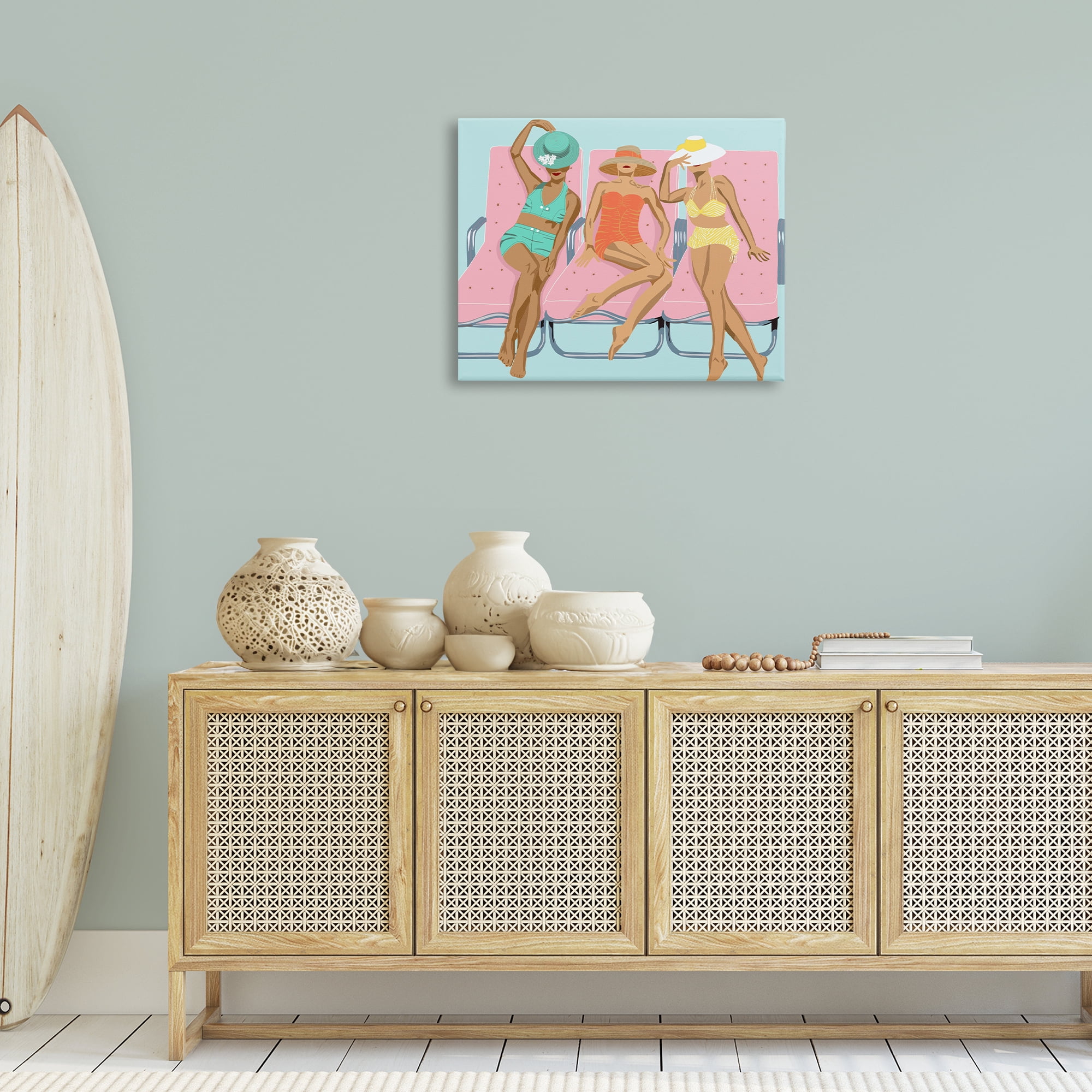 Stupell Industries Glam Beach Friends Novelty Painting Gallery Wrapped Canvas Art Print Wall Art, 30 x 24