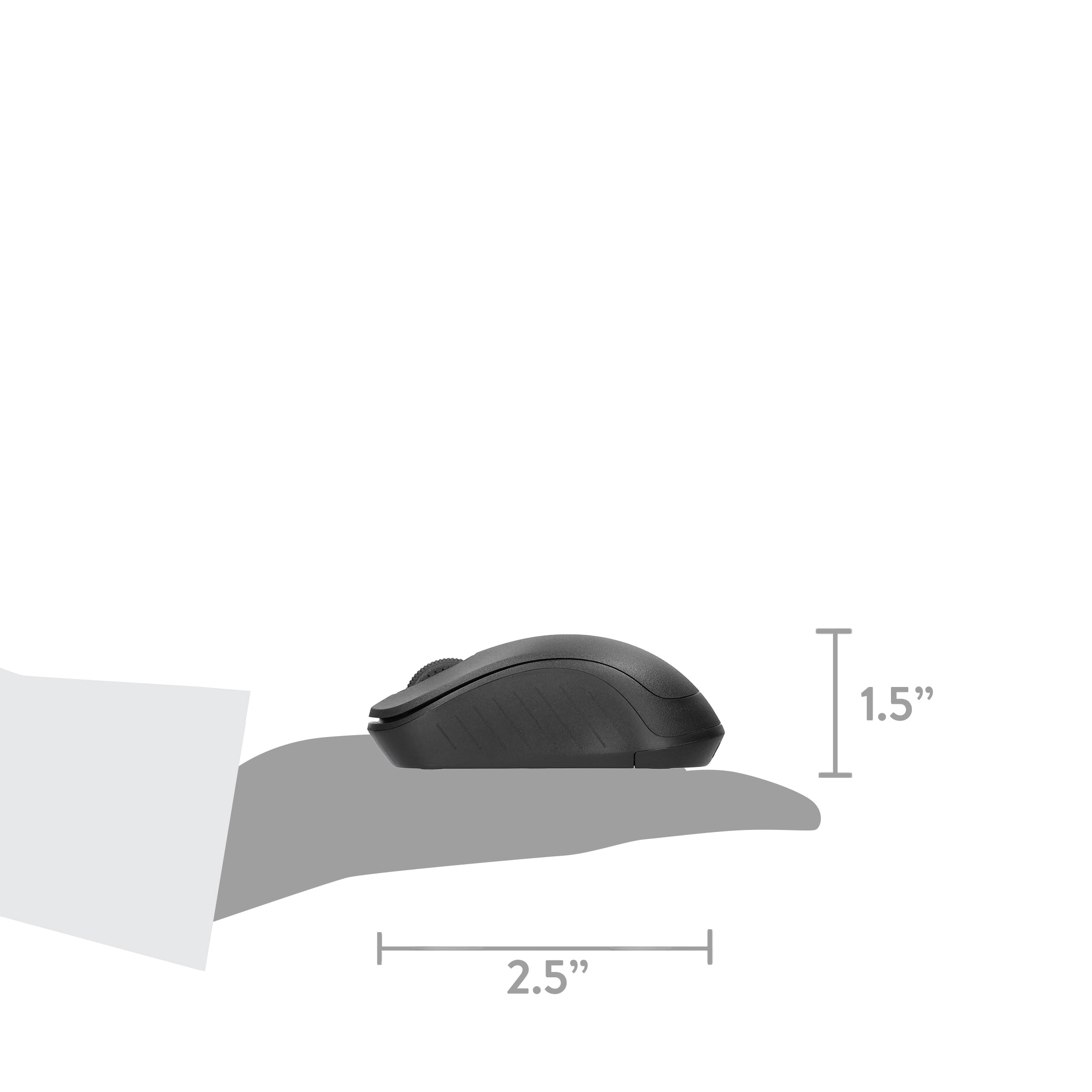 onn Wireless 3-Button Mouse with 2.4 GHz USB Nano Receiver, Gray Stone Finish