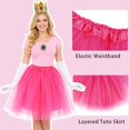 thumbnail image 5 of 5 Pcs Princess Costume & Accessories Set for Gir'ls, Crown/Brooch/Earring/Tutu Skirt Halloween Cosplay Dress Up (Rosy), 5 of 7