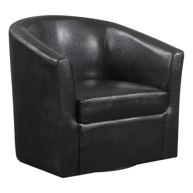 Coaster Tourneur Faux Cuir Rembourrage Bras Incliné Accent Chaise Pivotante Brun Foncé