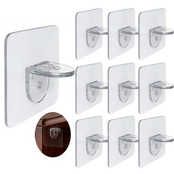 12Pcs Adhesive Shelf Bracket, Punch Free Shelf Support Pegs Nail-Free Shelf Support Peg for Shelves, Kitchen Cabinet, Book Closet, Clapboard Layer