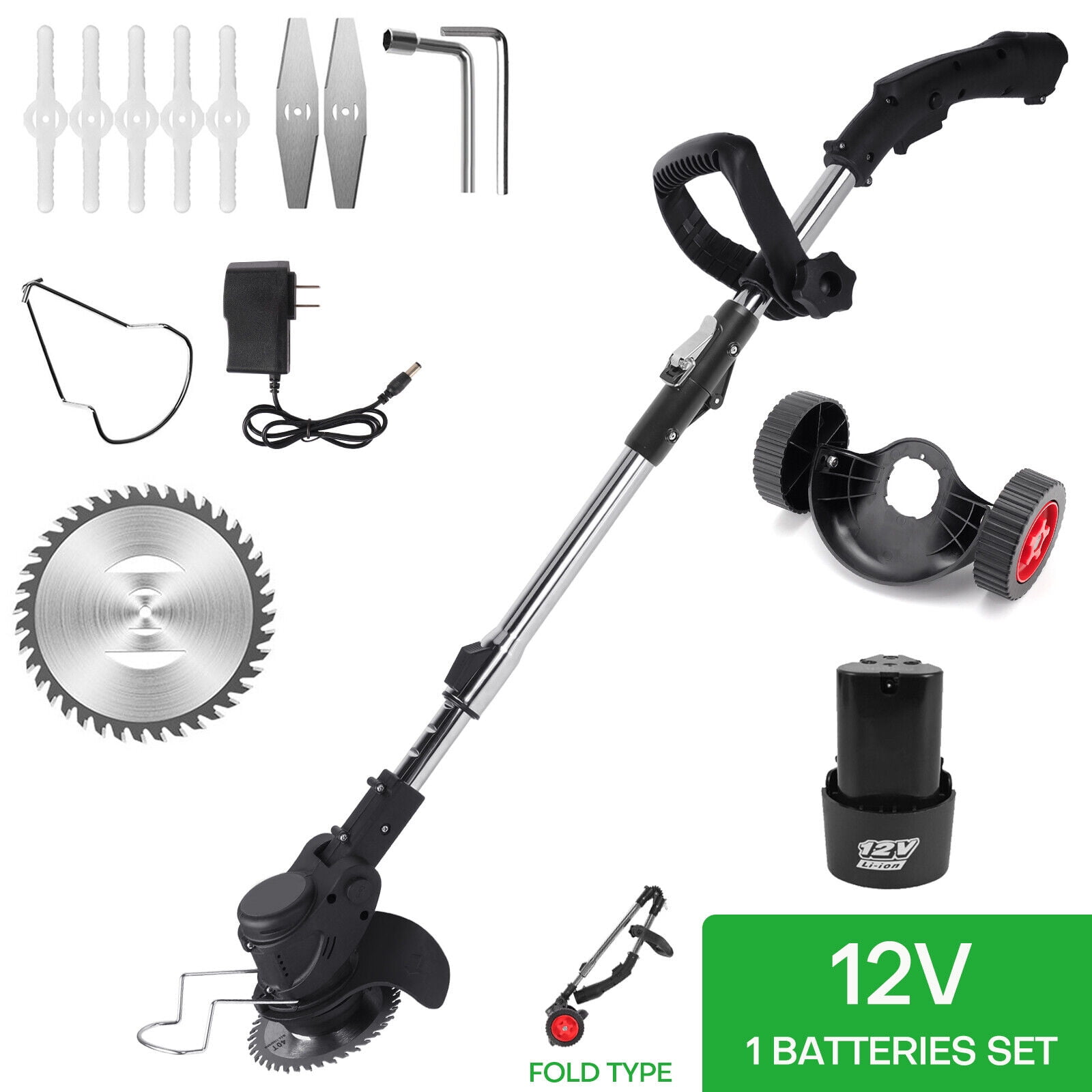 SAYFUT 1200W Electric Weed Eater w/Wheels Lawn Edger Cordless Grass ...
