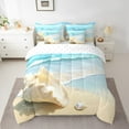 thumbnail image 2 of Erosebridal Beach Theme Comforter Set Twin Size 7 Pieces Conch Ocean Sea Nature Pattern Bedding Set Summer Holiday Vacation Bed in a Bag with Comforter,Sheets, 2 of 5