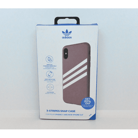 New Adidas Originals 3-Stripes Snap Moulded Maroon Case For iPhone XS & iPhone X