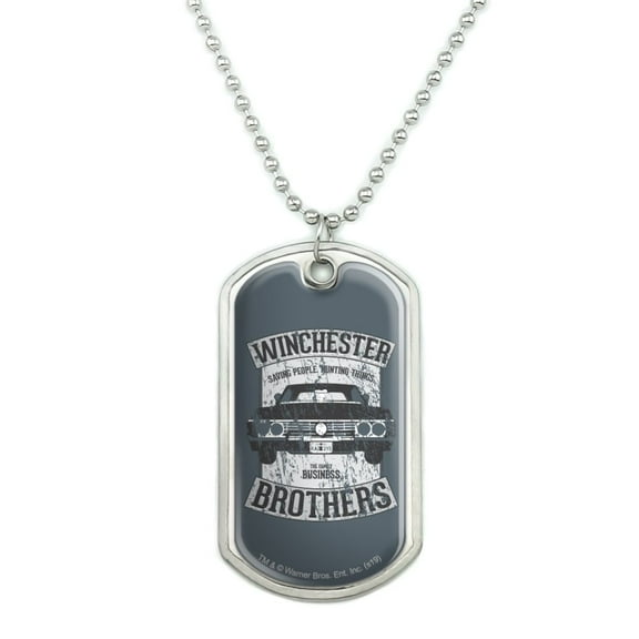 Supernatural Winchester Brother's Impala Military Dog Tag Pendant Necklace with Chain