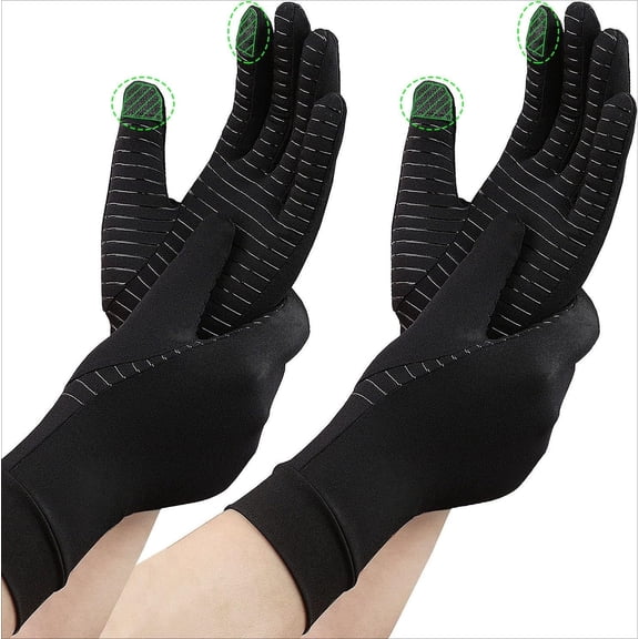 Jtbuh XLY 2-Pairs Pack Copper Full Finger Compression Gloves, Copper Arthritis Gloves for Women & Men Relieve Pain from Arthritis Pain, Swelling and Rheumatoid, and Everyday Hands Support