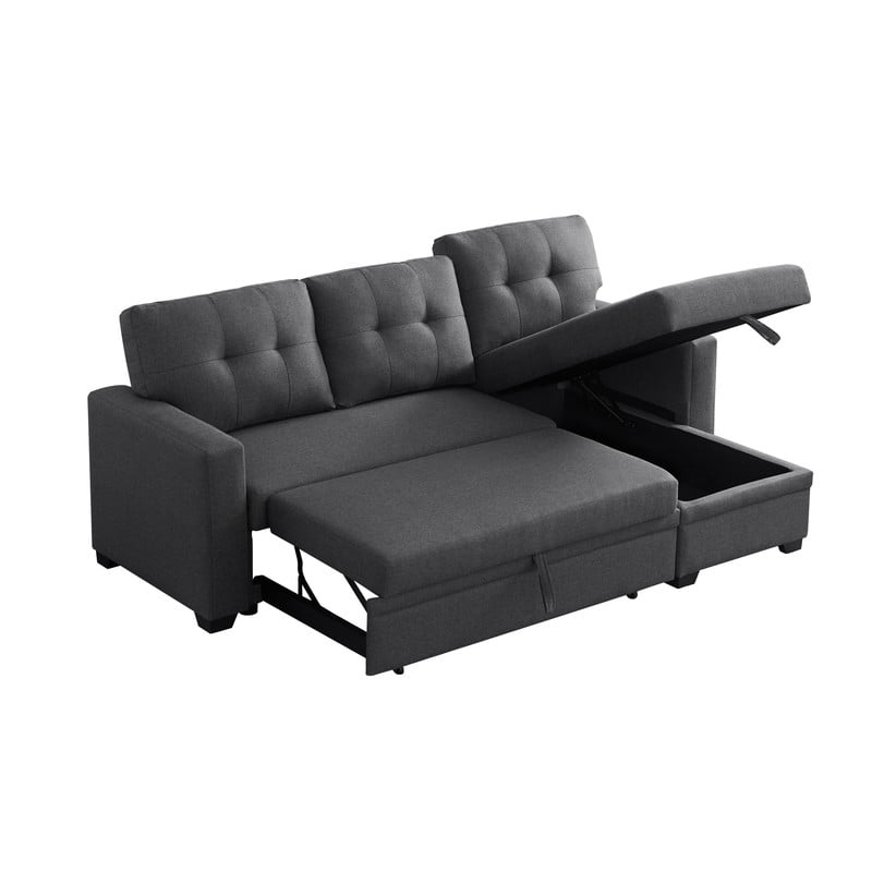 82" L-Shaped Convertible Sleeper Sectional Sofa with Pull-Out Bed, Storage Chaise, Removable Back Cushions, Modular Corner Couch for Living Room, Apartment, Home Office
