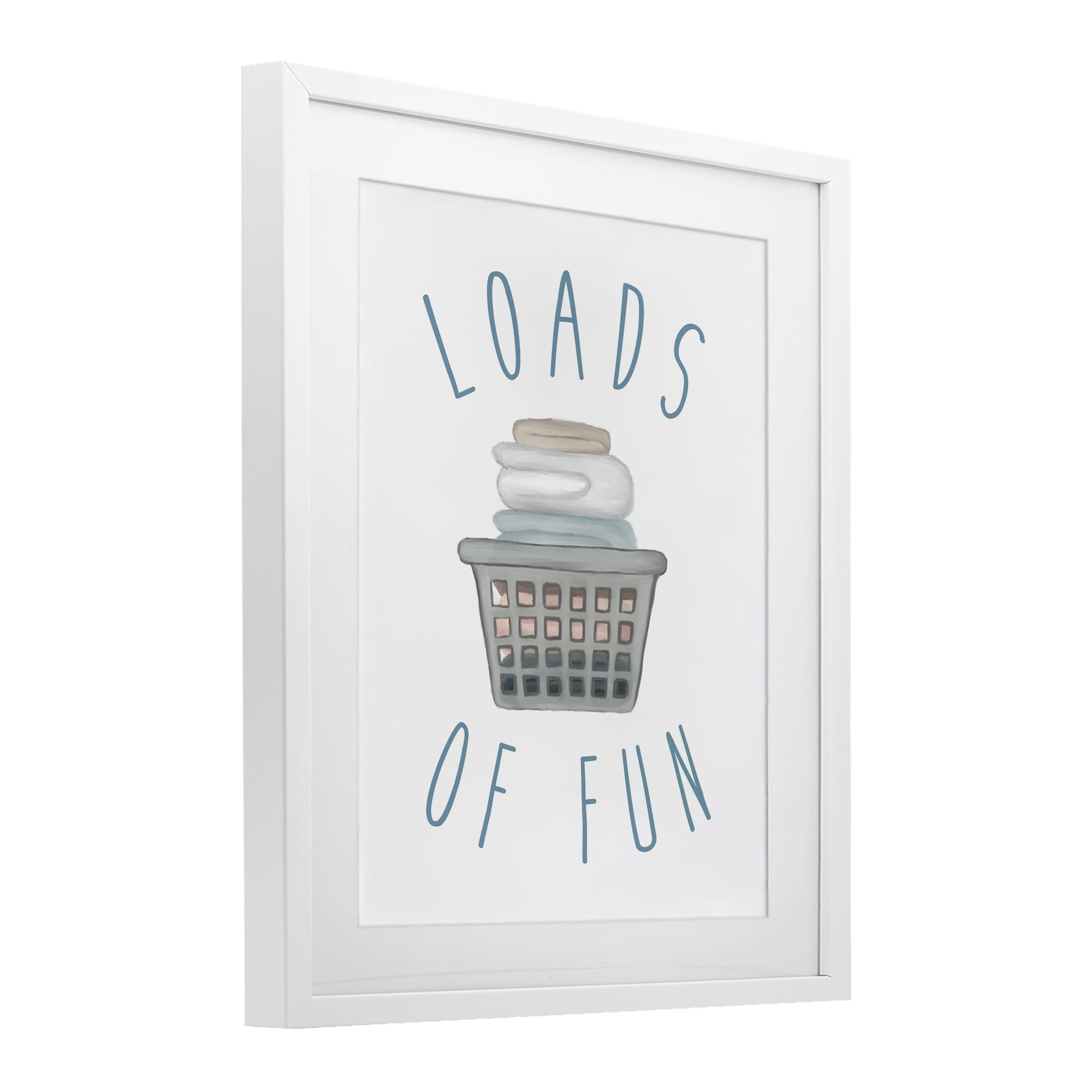 Stupell Industries Loads Of Fun Laundry Basket White Framed Print Under Glass, design by Elizabeth Medley