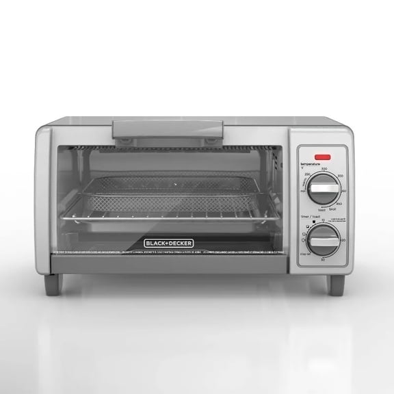 4 Slice Toaster Oven, Silver Compact Countertop Toaster Oven for Baking, Broiling and Toasting, Space Saving Kitchen Oven, Model TO1700SG
