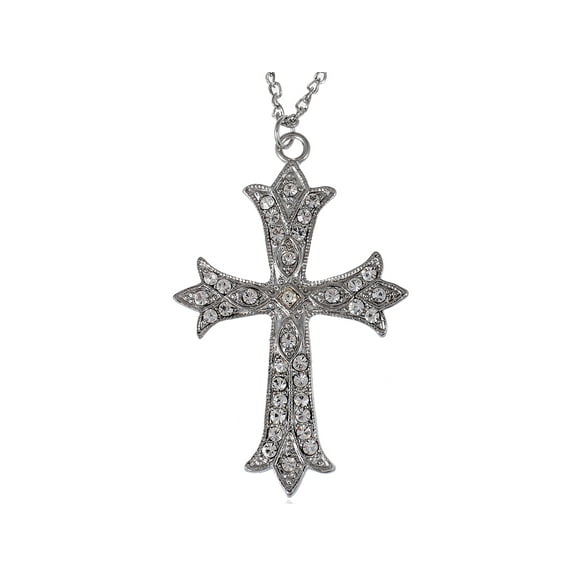 Alilang Vintage Inspired Reproduct Large Crystal Cross Necklace Pendant