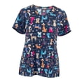 thumbnail image 1 of Camiseta con cuello en V, duradera, transpirable con costuras reforzadas para masajes, trabajadores de mascotas, ropa de trabajo de enfermera de manga Perro, 1 of 8