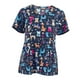 thumbnail image 1 of Blusa médica con cuello en V, cómoda y con estampado de animales lindos, ropa de trabajo multiusos para enfermeras Perro azul marino, 1 of 9
