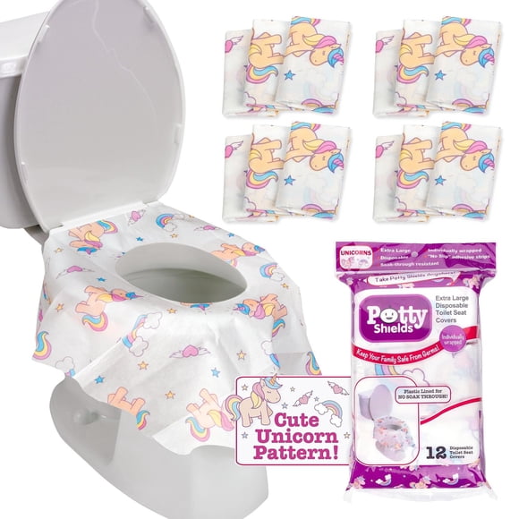 Fundas Desechables para Asiento de Inodoros XL Unicornios Impermeable para Niños y Adultos en Paquet