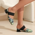 thumbnail image 4 of Anuirheih Slip on Sandals Women,Women's Casual Vacation Chunky Heel Printed Middle Heel Toe Sandals(Blue), 4 of 4