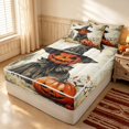 thumbnail image 3 of Erosebridal Spooky Witch Pumpkin Zipper Queen Comforter Set with Fitted Sheet and 2 Pillowcases, Boho Castle Butterfly Zipper Bedding Set for Boys Girls, Orange Beige Black, Halloween Reversible, 3 of 7