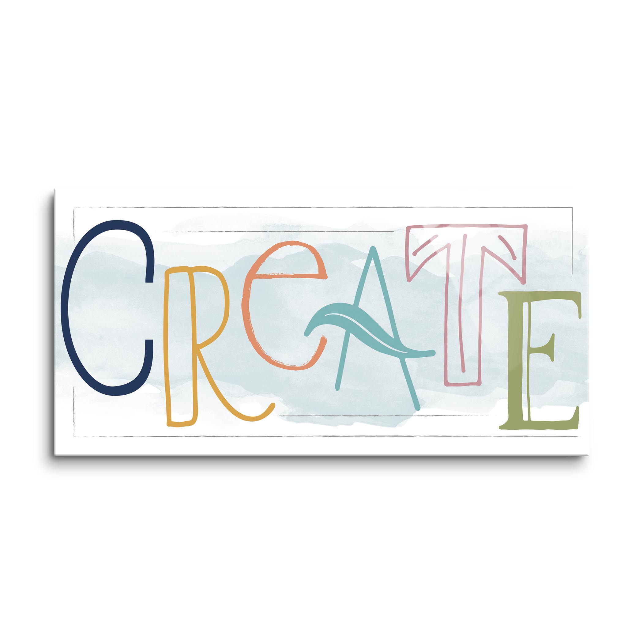 Create Aqua Colorful Script 16 x 8 Glass Wall Hanging Sign - Walmart.com