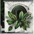 thumbnail image 3 of Ambesonne Boho Shower Curtain, Leaves Art Mid Century Modern, 69"Wx84"L, Fern Green Off White Tan, 3 of 4