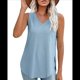 thumbnail image 2 of Camiseta de Tirantes de Verano para Mujer, con Bordado de Ojales, Sin Mangas, Cuello en V, Holgada, Informal, 2025 Azul XXL, 2 of 6