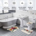 thumbnail image 6 of Colorful Rose Bathroom Rugs Set Spring Blue Red Orange Flower Vine Leaf Linen Texture Non Slip Absorbent Soft Bath Mats 3 Piece Set with Bathroom Rug, U-Shaped Floor Mat, Toilet Seat Cover Large Size, 6 of 9