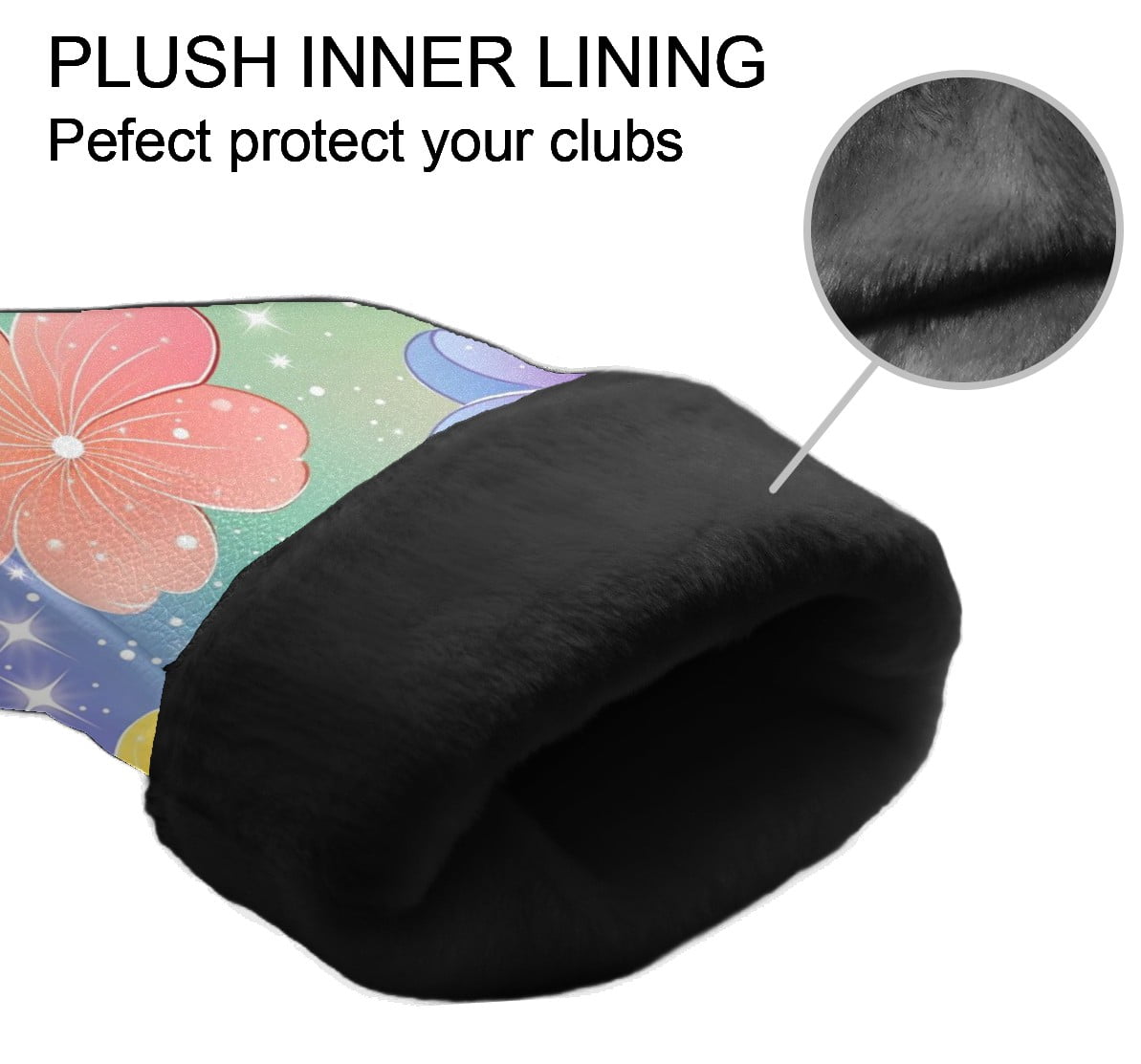 Golf Head Covers Cute Pastel Flowers Design for Driver, Wood & Hybrid, Premium Waterproof PU Leather with Plush Lining, Soft Floral Golf Gifts