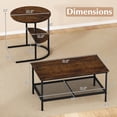 thumbnail image 3 of Costway Industrial Coffee Table Set of 2.2-Tier Side Table with Storage Shelves&Metal Frame Rustic Brown & Black, 3 of 6