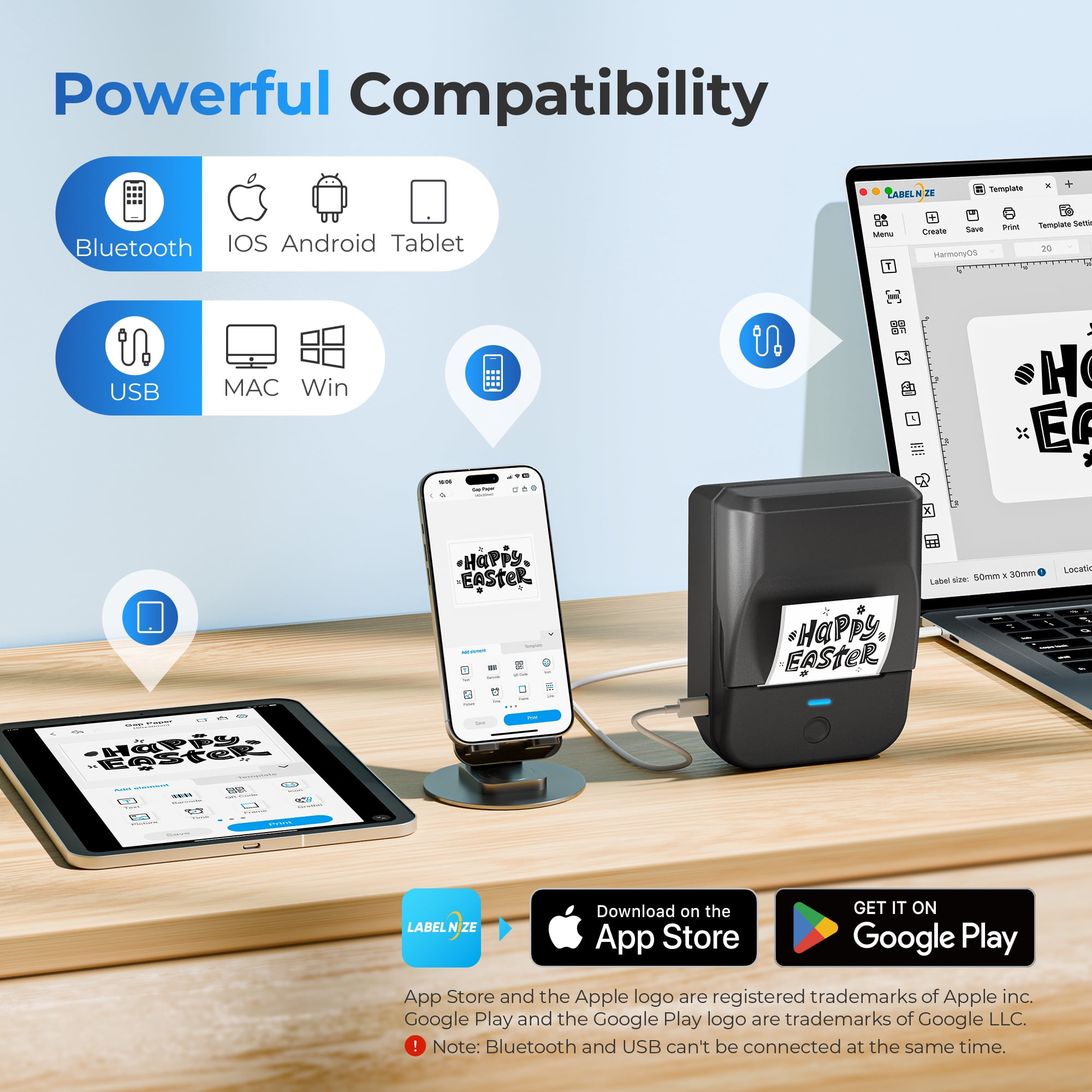 PM240 Label Maker Machine with 3 Tapes, 2" Portable Thermal Label Printer for Phone & PC, Bluetooth Label Maker with Multiple Templates for Small Business, Office, Home, School, Set 2