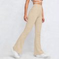 thumbnail image 6 of ZOIGHDA Flare Leggings for Women High Waisted Yoga Pants Basic Solid Color Stretch Workout Bell Bottoms(Beige,XX-Large), 6 of 9
