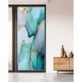 thumbnail image 2 of Window Privacy Film Turquoise Gold Marble Stained Glass Window Film Decorative Sun Block Window Cover Modern Abstract Geometric Window Clings Static Adhesive Sticker for Bathroom 35.4"x78.7", 2 of 7