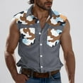 thumbnail image 2 of VBTAPA Mens Camo Shirt Casual Summer Tank Top Sleeveless Button Down Beach Shirts with Pockets Sales of Today Gray L, 2 of 6