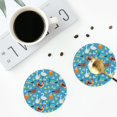 thumbnail image 5 of Pofeuu Rooster And Chickens Print Leather Coasters Set of 6, Round Cups Mugs Mat Pad for Home Kitchen Heat Resistant Drink Coasters,Round Shape, 5 of 7