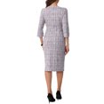 thumbnail image 3 of Vestido de trabajo de mujer Inspire Chic de tweed, cuello barco, manga 3/4, largo hasta la rodilla, XL, blanco y púrpura, 3 of 6