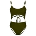 thumbnail image 5 of asdoklhq Plus Size Swimsuits for Women,Women Scoop Neck Cut Out Front Lace Up Back High Cut Monokini One Piece Swimsuit, 5 of 8