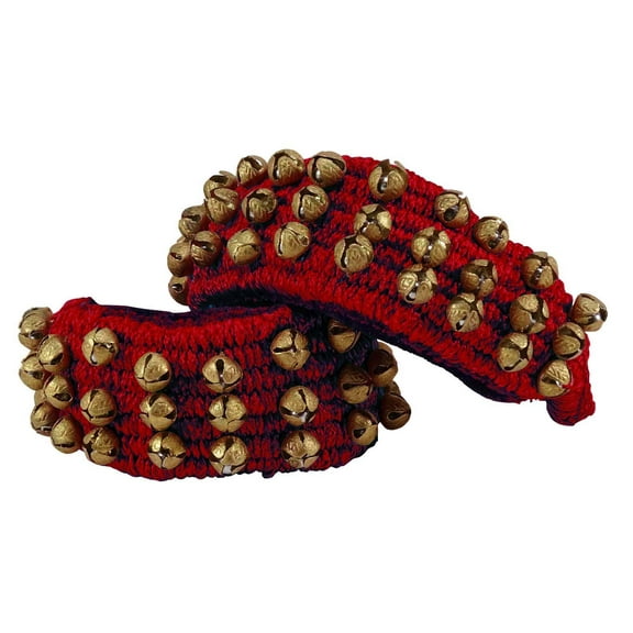 Banithani Indian Traditional 3 Line Classical Kathak 12 No Ghungroo Anklets Dancing Ankle Bracelet Pair Jewelry-Red