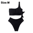 thumbnail image 2 of Traje de baño de dos piezas con lazo de Bikini de cintura alta y un hombro para mujer, traje de baño de bikini sexy de cintura alta para mujer, 2 of 8