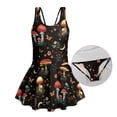 thumbnail image 5 of Xixirimido Mushroom Butterfly Floral Print Modest Girls’ Swimwear One Piece – Hawaiian Skirted Bathing Suit with Built-in Shorts, Sleeveless UPF 50+ Swimsuits, 5-6 Years, 5 of 7