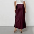 thumbnail image 4 of Women’s Long Satin Skirt High Waist Flowy A Line Midi Skirt Lightweight Smooth Silky Fabric for Daily Wear Office Deep Red S, 4 of 4