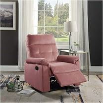 JERFIT Pink Velvet Recliner Chair Manual Single Seater Sofa with Tufted Back for Living Room
