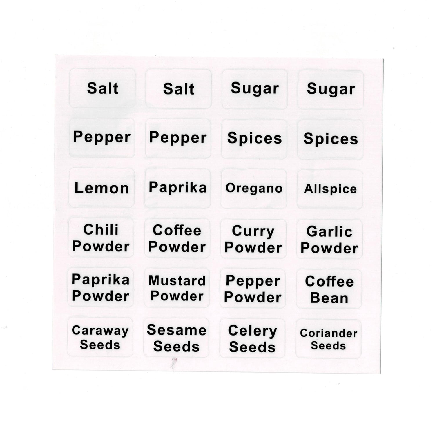 Verdental 7 oz Clear Glass Salt Shaker, Pepper, Sugar and Spice Dispenser, with Spices Labels