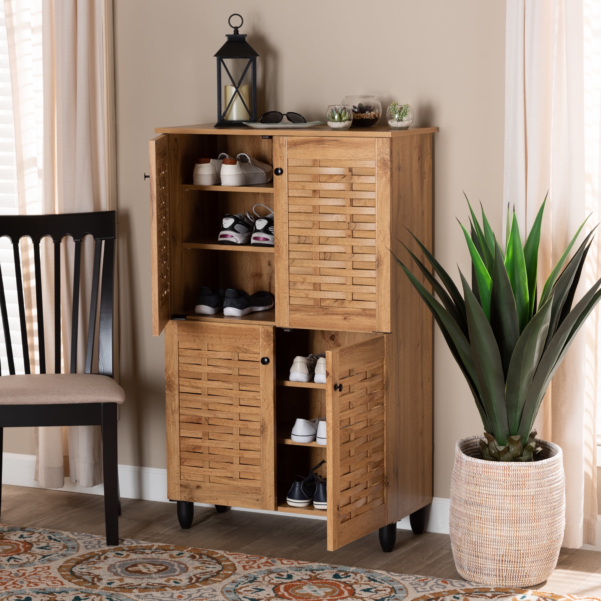 Baxton studio winda modern and contemporary cheap dark brown wooden entryway shoes storage cabinet