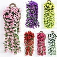 thumbnail image 4 of Morttic 2 Pack Artificial Flower Vine Wall Mounted Hanging Floral Decor Artificial Violet Vine Home Hotel Decoration (Pink), 4 of 7