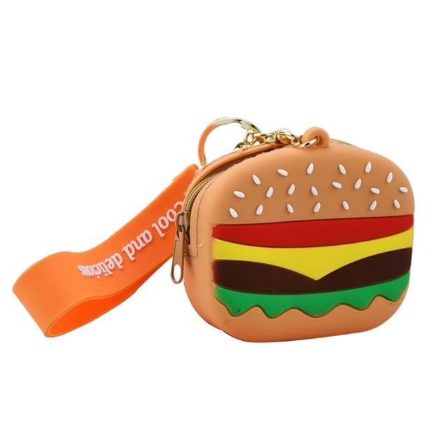 Guardurnaity Llaveros Silicona Imitación Simulación Hamburguesa Monedero Bolso lindo Chica Creativamente Dibujos animados Encantador De moda Ropa, zapatos y accesorios Miscelánea Marrón 16 CM