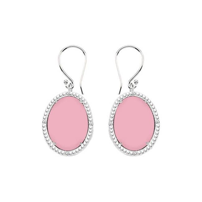 Fine Jewelry Vault UBERBK70384W10DCPK 10K White Gold Pink Chalcedony and Diamond Earrings 30.16 CT TGW by Fine Jewelry Vault