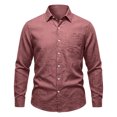 thumbnail image 4 of Linen Shirts for Men Long Sleeve, Casual Summer Button Down Shirt Tops, Fashionable Loose Breathable Solid Color, Wine 2xl, 4 of 6