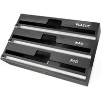 SpaceAid Bamboo Wrap Organizer with Cutter and Labels, Plastic Wrap, Aluminum Foil and Wax Dispenser for Kitchen, Black