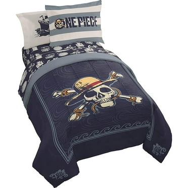 Netflix One Piece High Seas 7 Piece Queen Size Bed Set with Shams - Anime Pirate Bedding