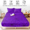 thumbnail image 5 of Full Size Fitted Sheet Set - Purple Halloween 3 Piece Bedding Sets 16" Deep Pocket Fitted Sheet with 2 Pillowcases, Black Spiders Net Classic Gingham Brushed Microfiber Hotel Luxury Bed Sheets, 5 of 9
