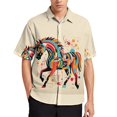 thumbnail image 3 of Camisas con estampado digital de animales y caballos para hombre, camisas hawaianas holgadas informales de manga corta para playa, blusas de gran tamaño para hombre, 3 of 5