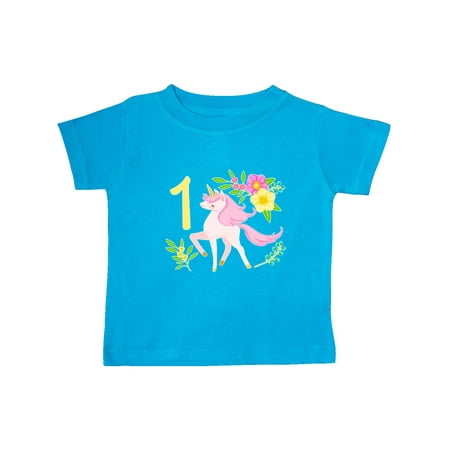 

Inktastic First Birthday Pink Unicorn with Flowers Gift Baby Boy or Baby Girl T-Shirt